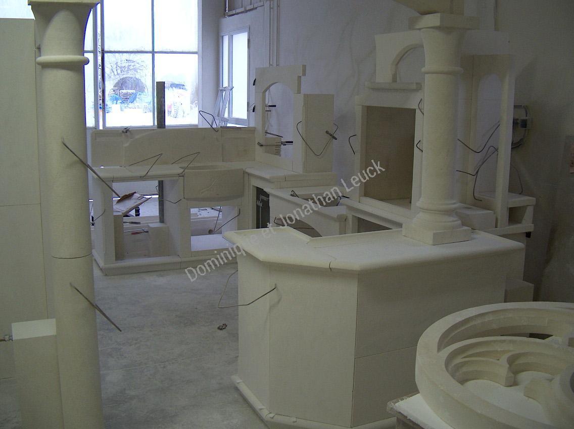 Cuisine en pierre blanche d'Estaillades